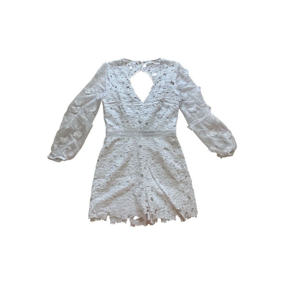 Boston Proper White Lace Romper